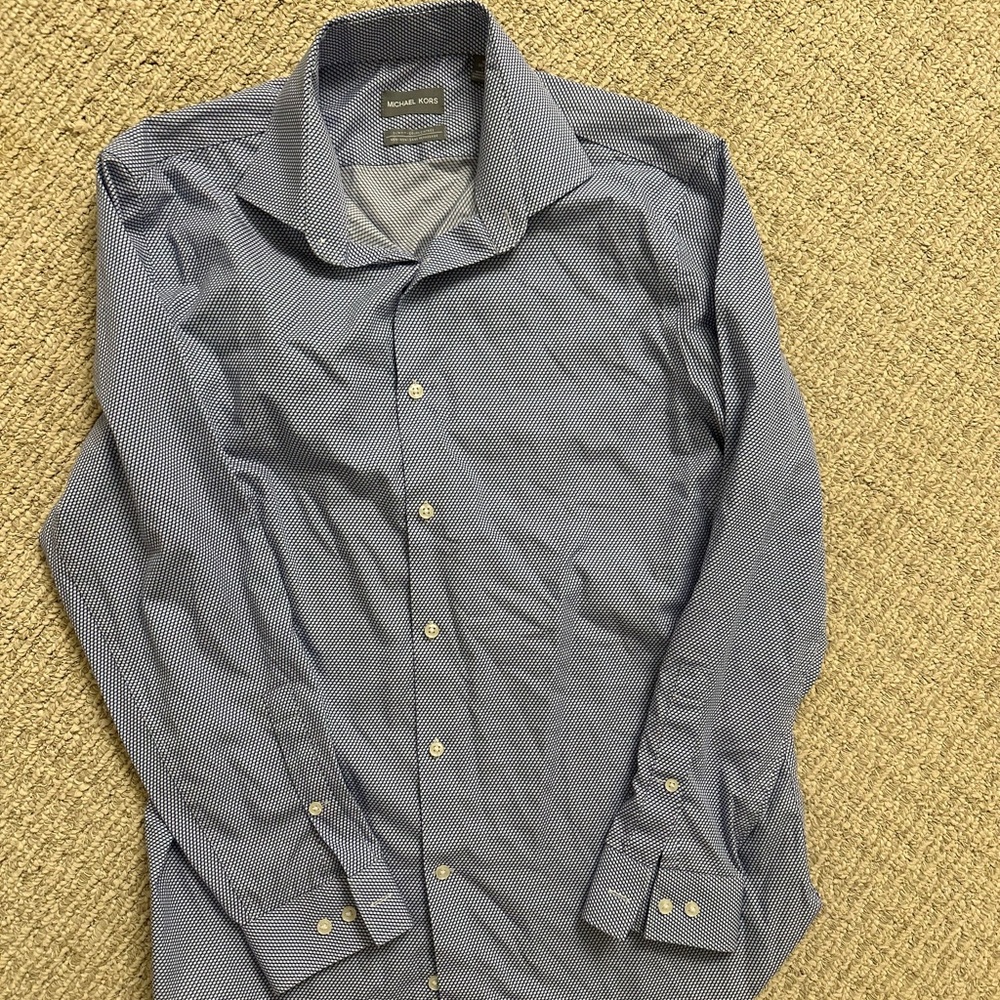 Michael Kors Navy Patterned Dress Shirt